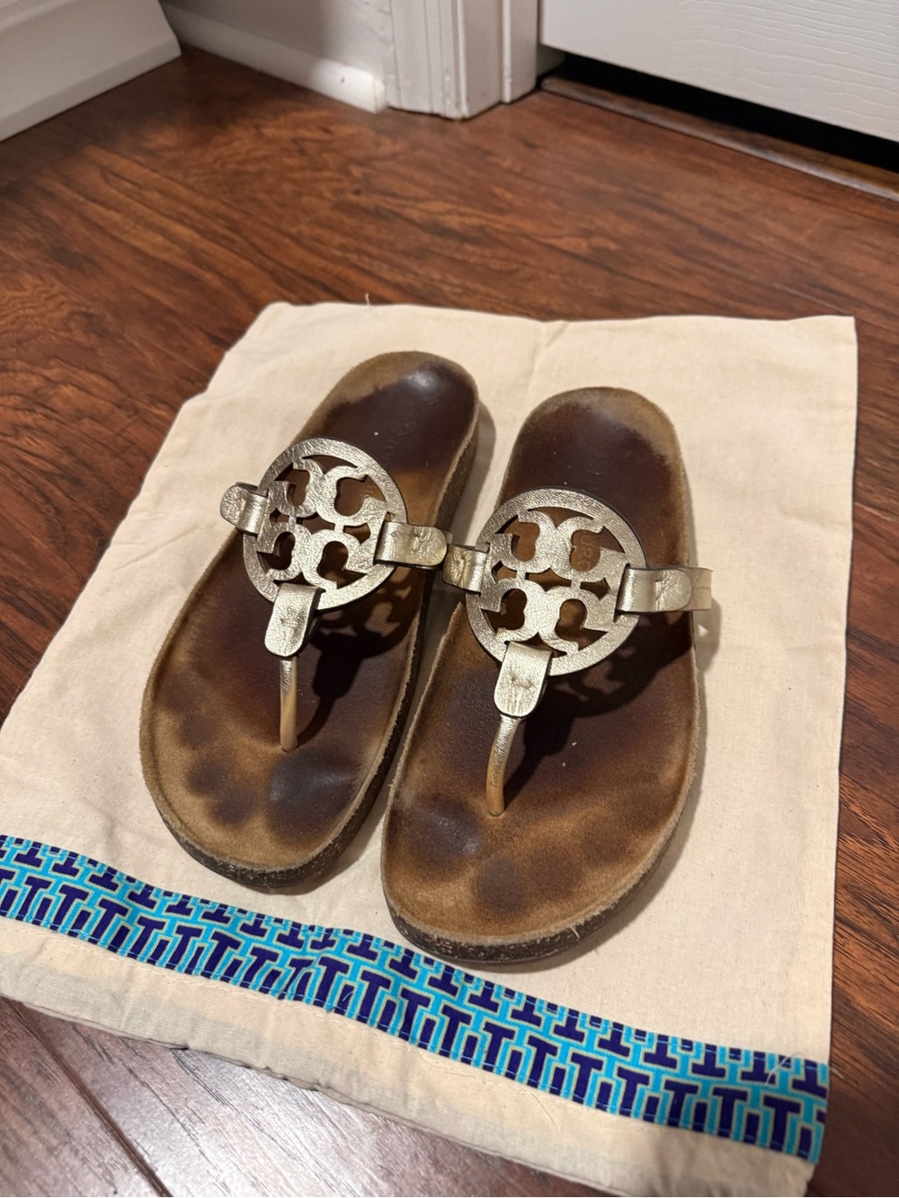 Metallic Logo Thong Sandals